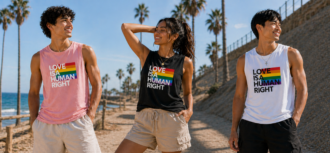 Love Is A Human Right Muscle Tank - Large